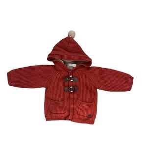 Mayoral Cozy Brick Red Hooded Knit Sweater 4-6 month size
